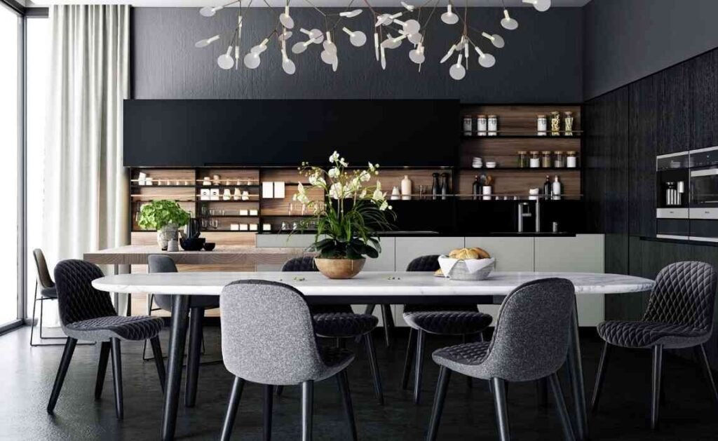 black and grey kitchen decor