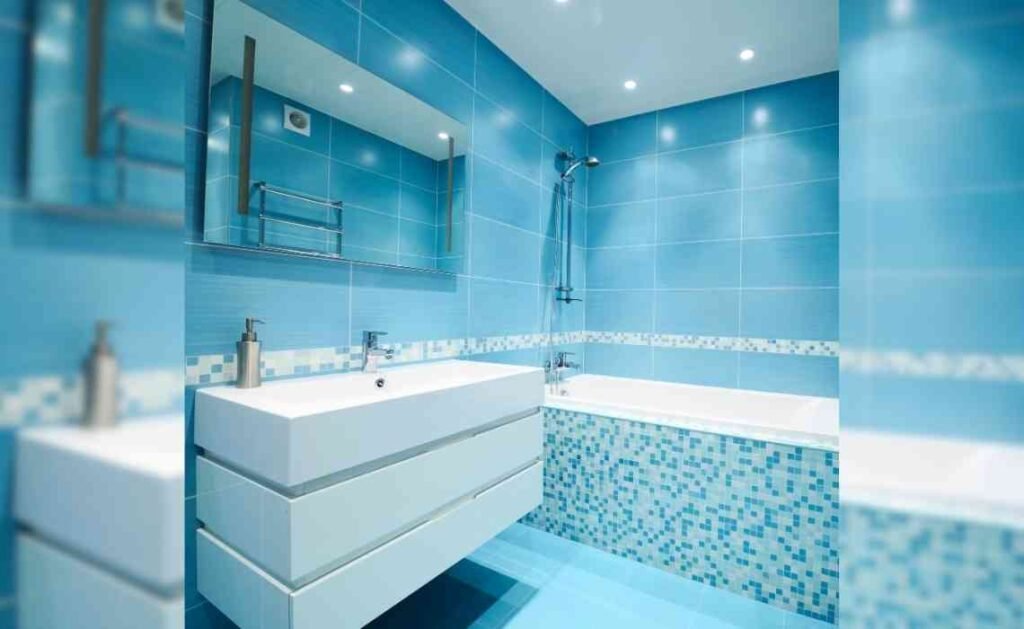 blue themed bathroom interior decor