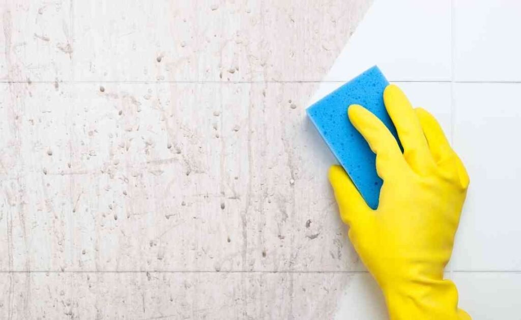cleaning bathroom
