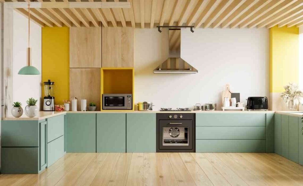 green and yellow colorful kitchen decor
