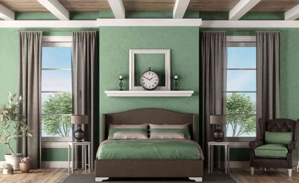 green themed interior bedroom decor