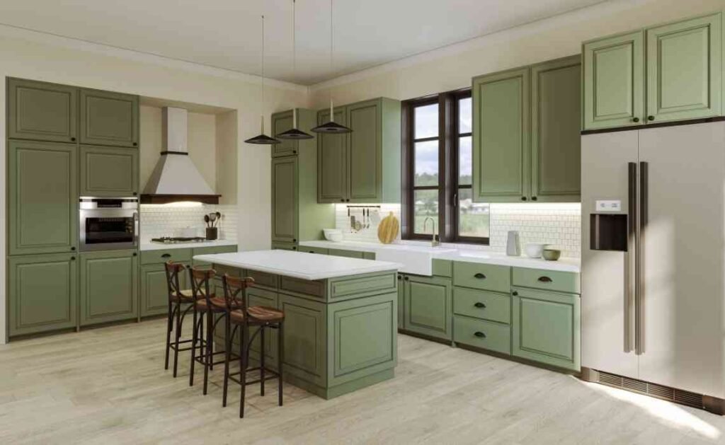 kitchen decor with green accent - forest green