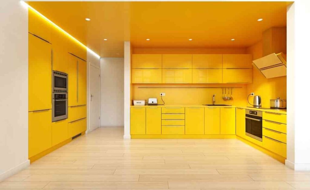 kitchen decor with yellow accent