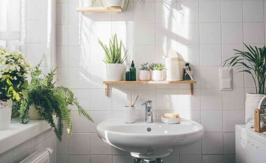 open shelves for bathroom decor