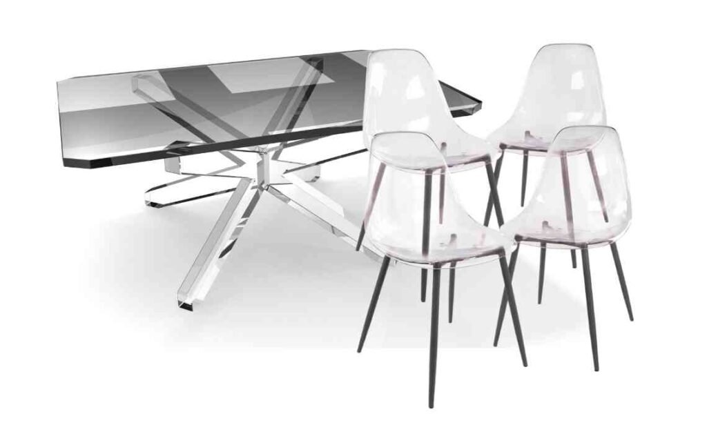 transparent glass furniture to enhance your bedroom interiors and to add more visual space to the bedroom decor