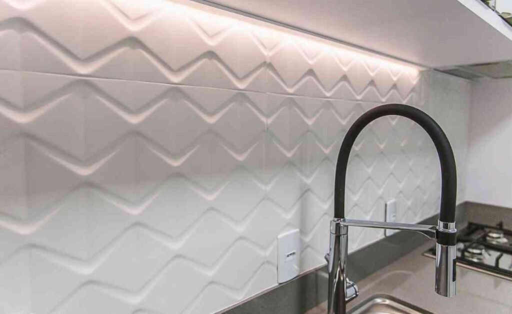 well lit kitchen backsplash