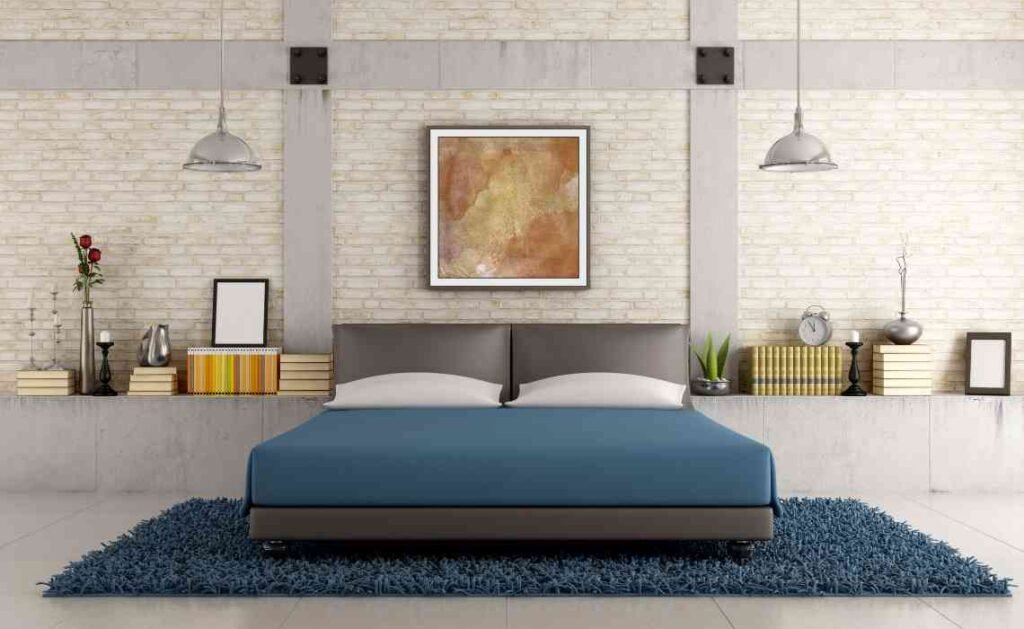 white bedroom walls and navy blue bedsheets bedroom interior decor