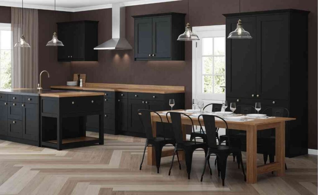 wooden and dark themed kitchen design interior decor