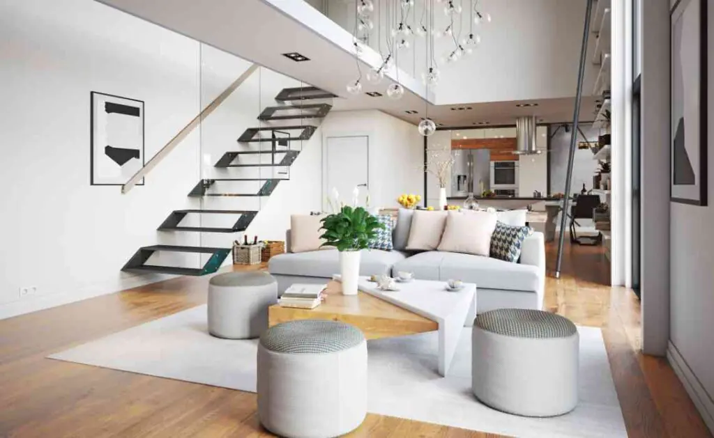 modern interior design decor with stairs